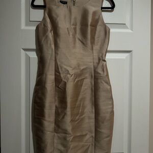 Talbots Woman Shimmering Gold Sleeveless Mini Dress Holiday Size 2P Lining